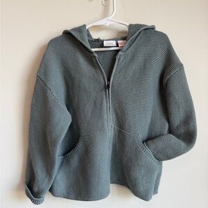 Zara Kids French Blue Knit Zip-Up Sweater